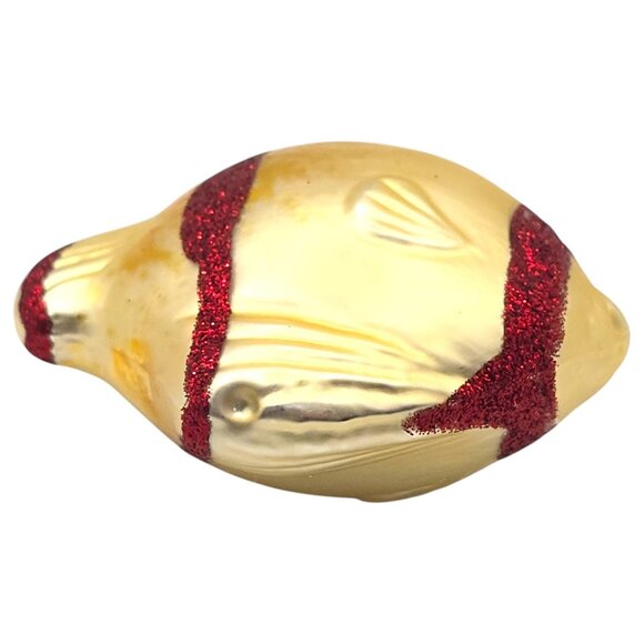 Vintage Tropical Fish Glass Ornament With Glitter Stripes 3" Hand Blown Painted - Picture 3 of 5